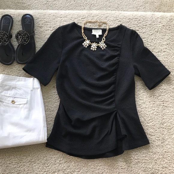 Anthropologie Tops - {Anthropologie} Deletta Black Textured Top